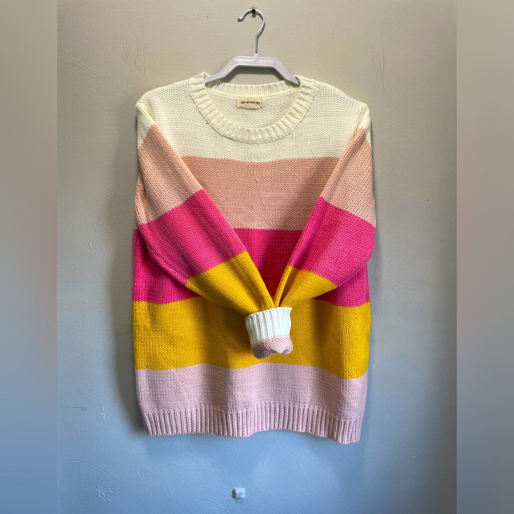 12 pm by Mon Ami, white pink and yellow block, medium